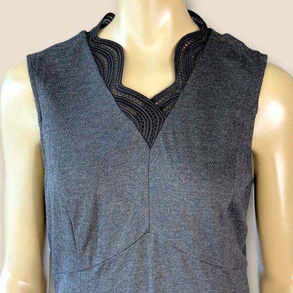 The Limited Sleeveless Sheath Dress Size 8 Ponte Knit Lace Hem Stretch Dark Gray - Picture 4 of 14
